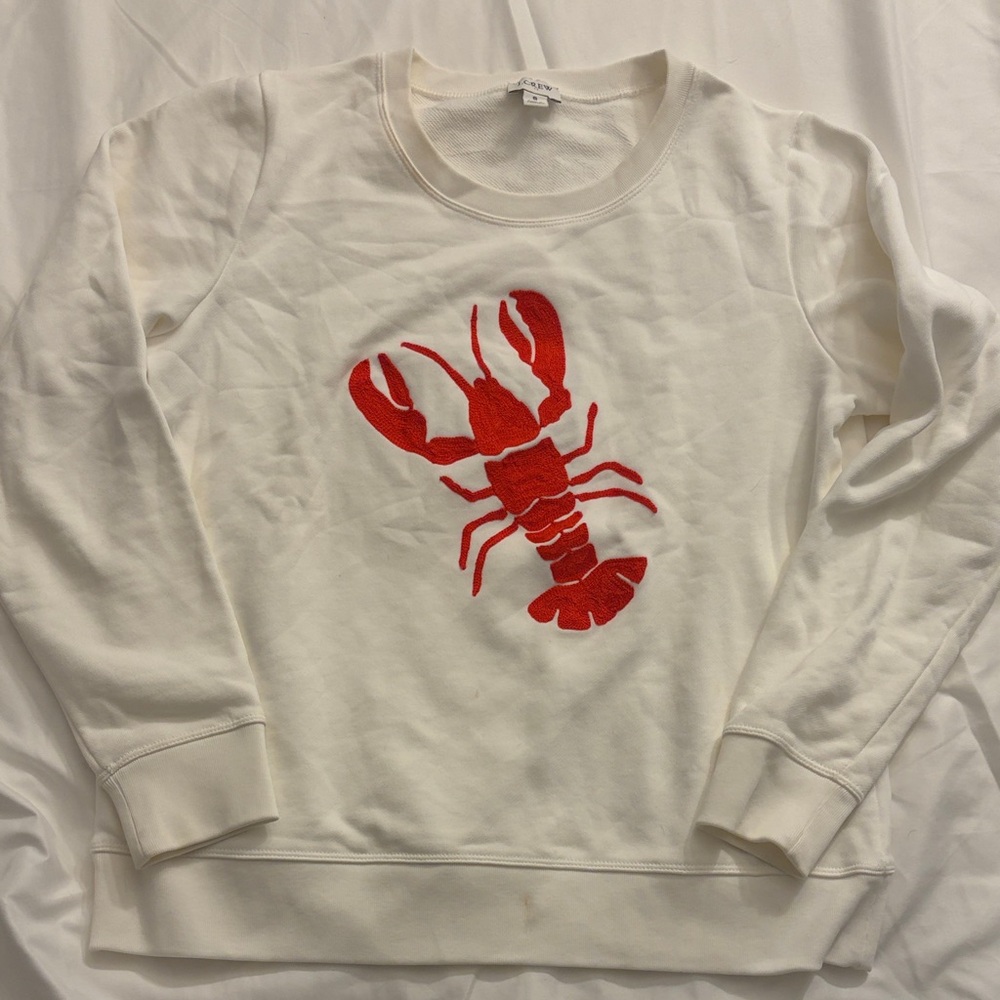 J. Crew Crewneck Sweatshirt Embroidered Lobster Sz Small